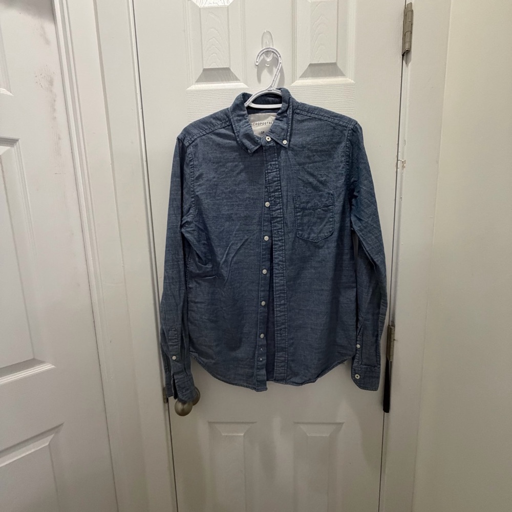 Aeropostale Men's Blue Button-Down Shirt